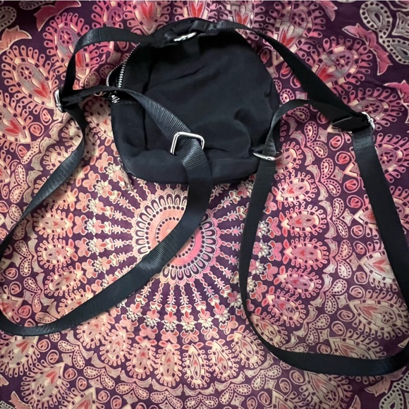 Dolls Kill • Logo Black Mini Backpack with silver exposed zipper, adjustable - Picture 3 of 4